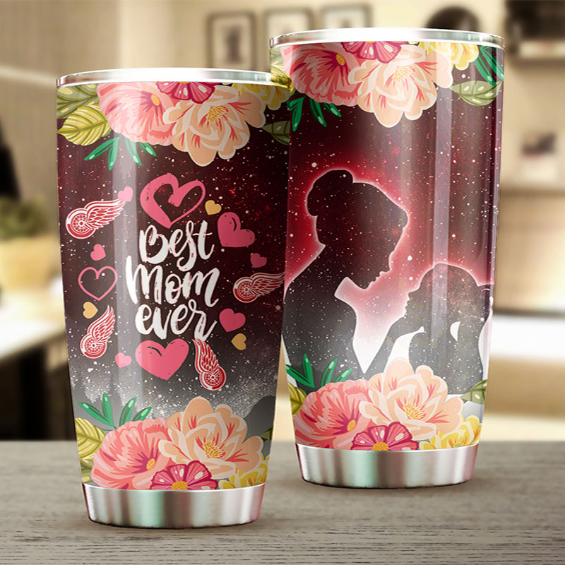 Detroit Red Wings NHL Tumbler: Best Mom Ever Tumbler with Cool Flower Design, Ideal Tumbler Gift for NHL Fans - Image 2