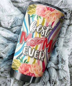 Detroit Red Wings NHL Tumbler - Best Mom Ever Tumbler with Flower Design - G Fanatics