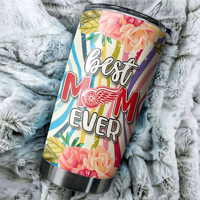 Detroit Red Wings NHL Tumbler - Best Mom Ever Tumbler with Flower Design - G Fanatics