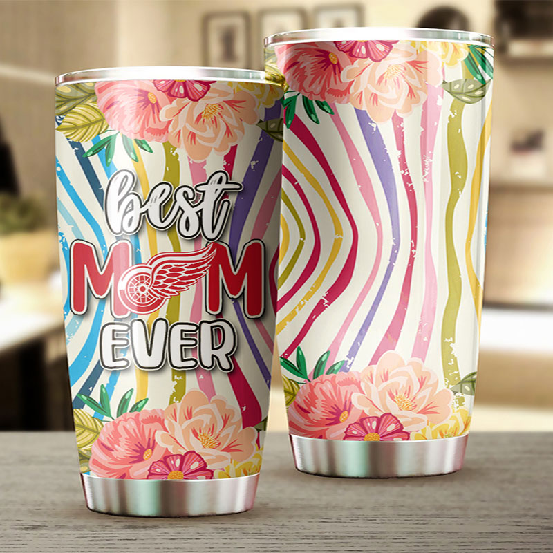 Detroit Red Wings NHL Tumbler - Best Mom Ever Tumbler with Flower Design - G Fanatics - Image 2