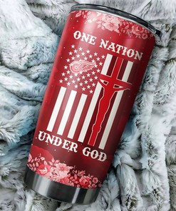 Detroit Red Wings NHL Tumbler: One Nation Under God Tumbler with NHL Logo, Ideal for Dedicated Fans