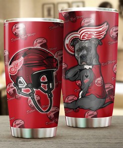 Detroit Red Wings NHL Tumbler featuring Funny Dog Design - Custom Drink Container for Fans
