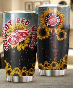 Detroit Red Wings NHL Tumbler with Sunflower Design