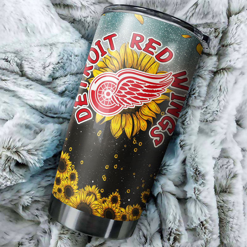 Detroit Red Wings NHL Tumbler with Sunflower Design - Image 2