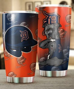 Detroit Tigers MLB Tumbler with Adorable Dog Design for Dog-loving Baseball Fans