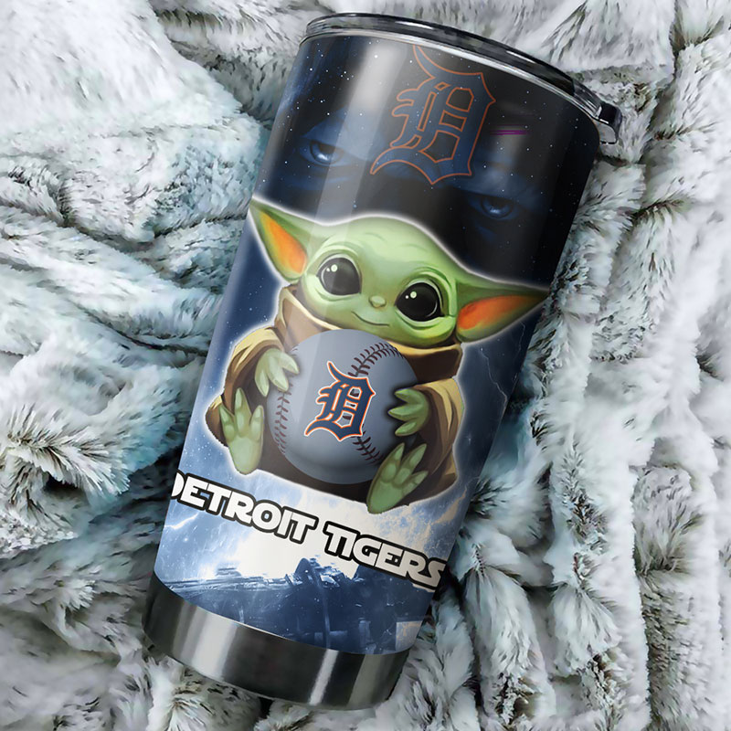 Detroit Tigers MLB Tumbler with Baby Yoda Personalization