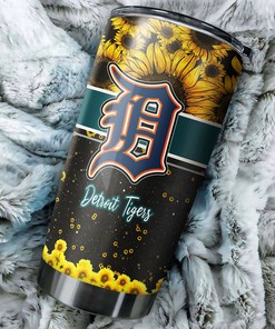 Detroit Tigers MLB Tumbler with Beautiful Sunflower Design