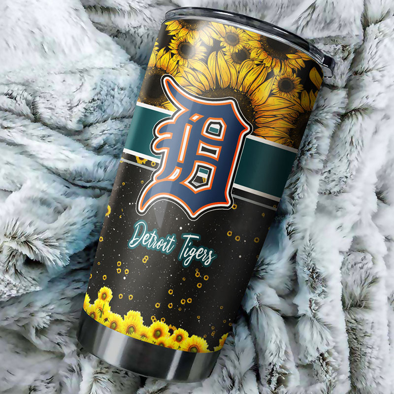 Detroit Tigers MLB Tumbler with Beautiful Sunflower Design