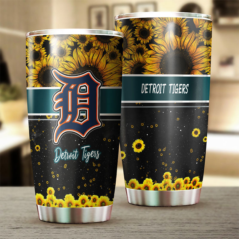 Detroit Tigers MLB Tumbler with Beautiful Sunflower Design - Image 2