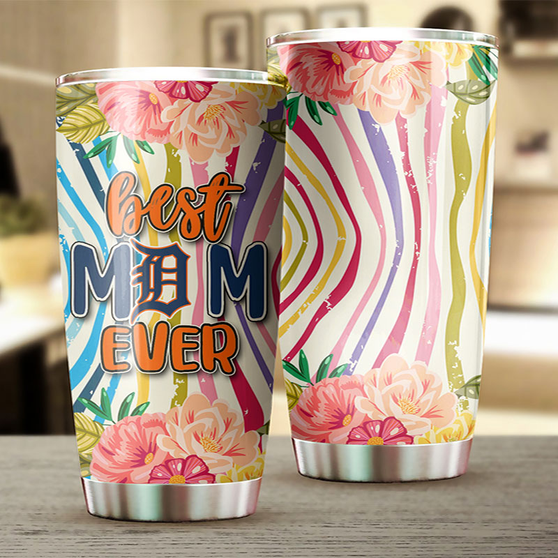 Detroit Tigers MLB Tumbler with Best Mom Ever Design and MLB Logo - Image 2