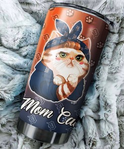 Detroit Tigers MLB Tumbler with Cat Mom Personalization - Perfect for Cat-loving Baseball Fans