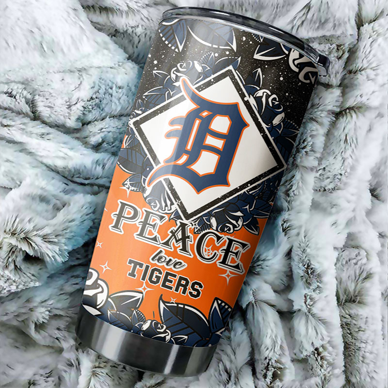 Detroit Tigers MLB Tumbler with "Peace, Love and Baseball" Design