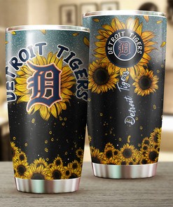 Detroit Tigers MLB Tumbler with Sunflower Design for Baseball Fans