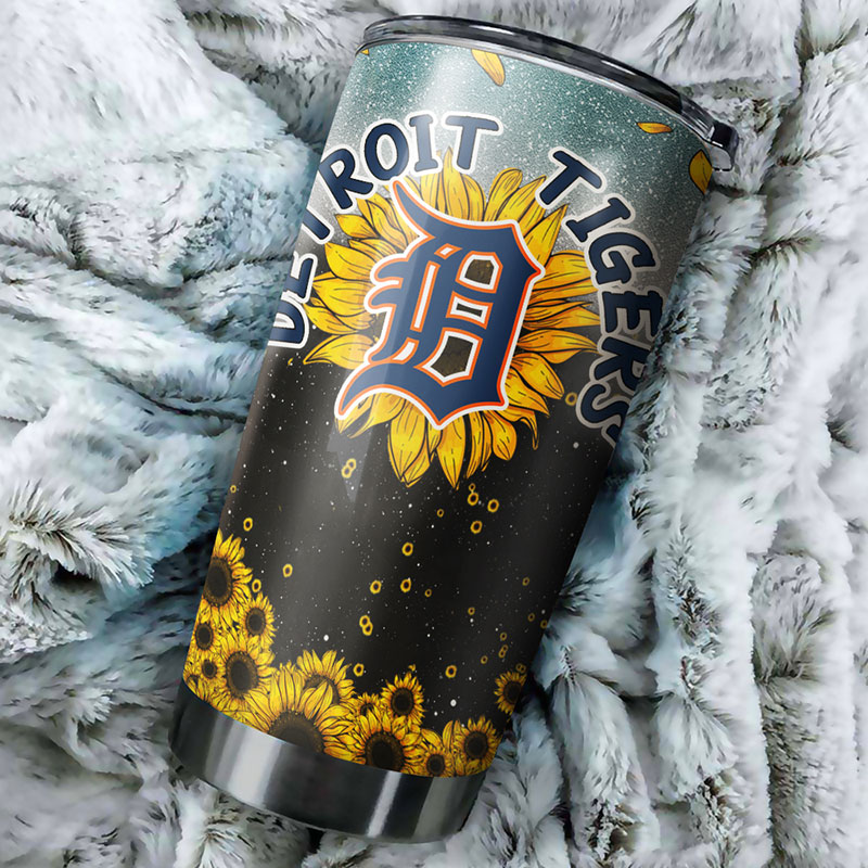 Detroit Tigers MLB Tumbler with Sunflower Design for Baseball Fans - Image 2