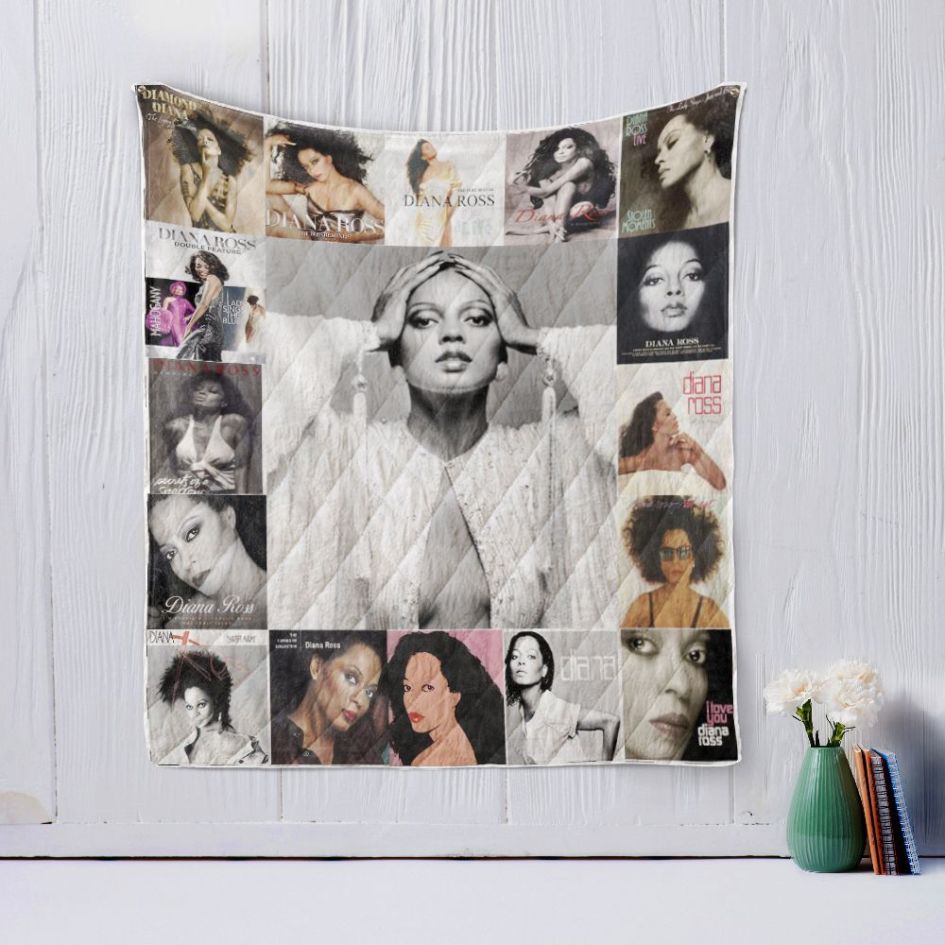 Diana Ross Vintage Music Quilt Blanket for Vintage Music Fans