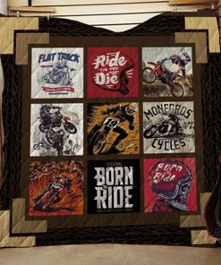 Dirt Bike Ride til You Die Quilt Blanket - Cool and Trendy Sofa Throw Blanket for Dirt Bike Enthusiasts