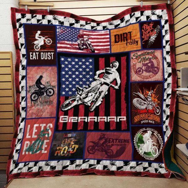 Dirt Bike Themed Quilt Blanket J0805 83o40 DUP for Action Lovers