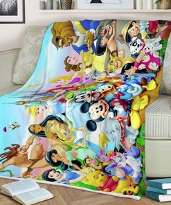 Disney All Characters All Princesses Mickey Mouse Lilo And Stitch Ariel Blanket Gift For Fan