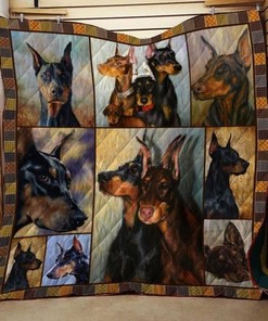 Doberman Pinscher Dog Quilt Bedding Set with Bed Set for Kids