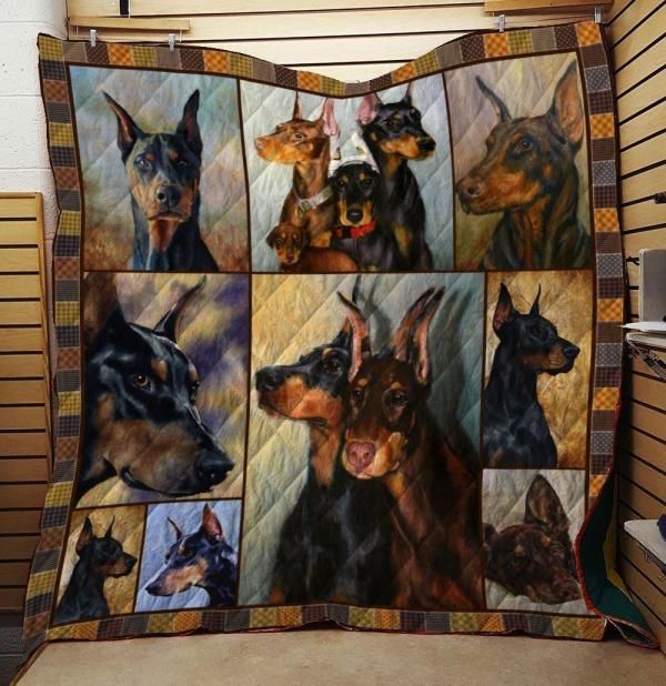 Doberman Pinscher Dog Quilt Bedding Set with Bed Set for Kids