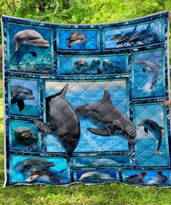Dolphin Couple Quilt Blanket - Celebrate the Love and Romance of Dolphins with this Cozy Quilt