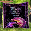 Dolphin I Love You to the Beach and Back Personalized Quilt Blanket - Personalized Romance to Your Bedding