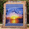 Dolphins Oil Painting Dolphin Lo Quilt Blanket - A Chic and Artistic Addition to Your Bedding