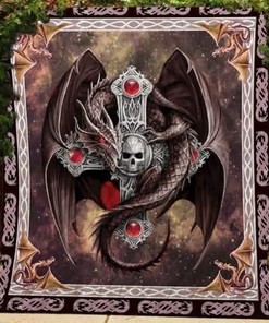 Dragon And Skull Cross Quilted Bedding Set - For a Mystical Look