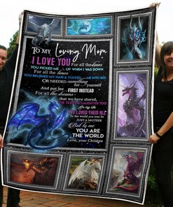 Dragon Lovers Quilt Bedding Set for Mom - A Cozy Present from Children