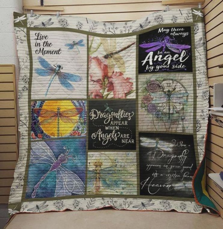 Dragonflies Appear When Angels Are Near Quilt Bedding Set for Angel Lovers
