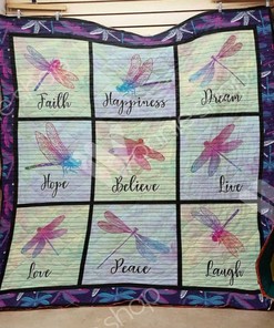 Dragonfly Faith Happiness Love Quilt Bedding Set