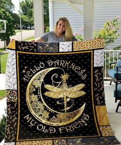 Dragonfly Hello Darkness My Old Friends Quilt Bedding Set