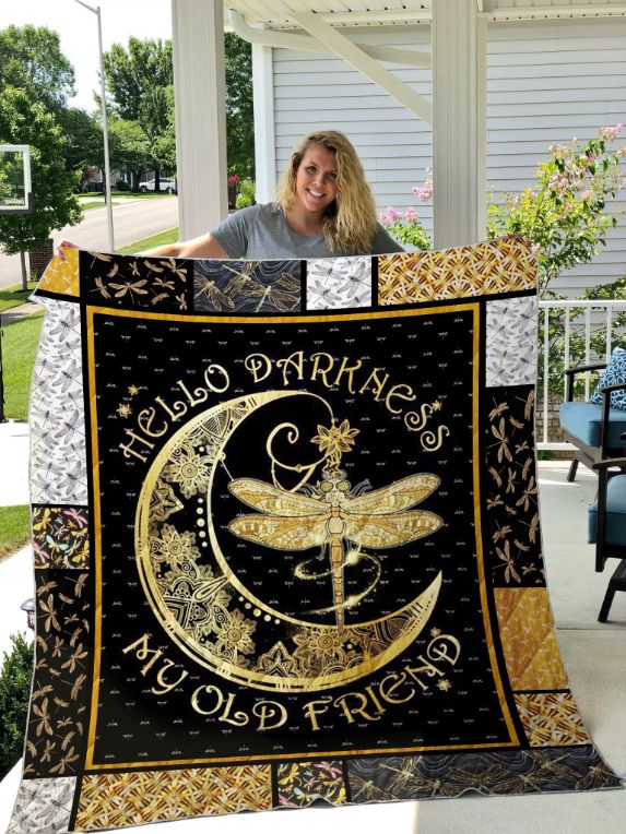 Dragonfly Hello Darkness My Old Friends Quilt Bedding Set