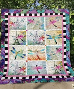 Dragonfly Picture Collection Quilt Bedding Set