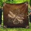 Dragonfly With Lotus Mandala Quilt Bedding Set