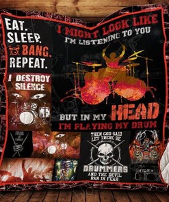 Drums I Might ok Like I'm Listening To You rum Quilt Bedding Set for Music Lovers