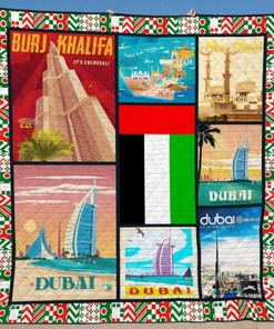 Dubai Burj Khalifa Quilt Blanket - Skyline View of Dubai City