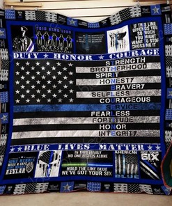 Duty Honor Courage Blue Lives Matter Quilt Bedding Set for Patriotic Individuals and First Responders