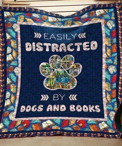 Easily Distracted By Dogs And Books Quilt Bedding Set