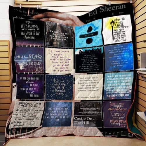 Ed Sheeran Lyrics 3D Quilt Bedding Set for Music Fans