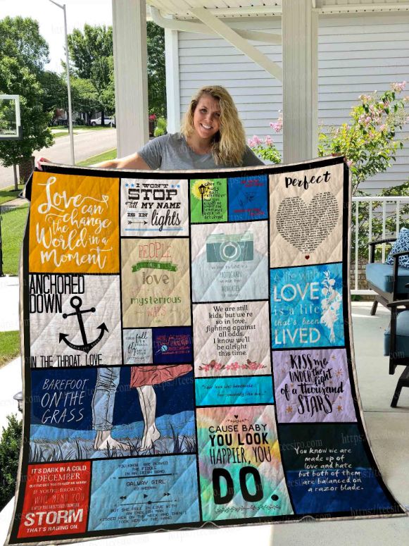 Ed Sheeran Lyrics Collection Quilt Blanket Bed Set for Girls