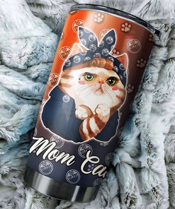 Edmonton Oilers NHL Tumbler - Cat Mom Design Tumbler