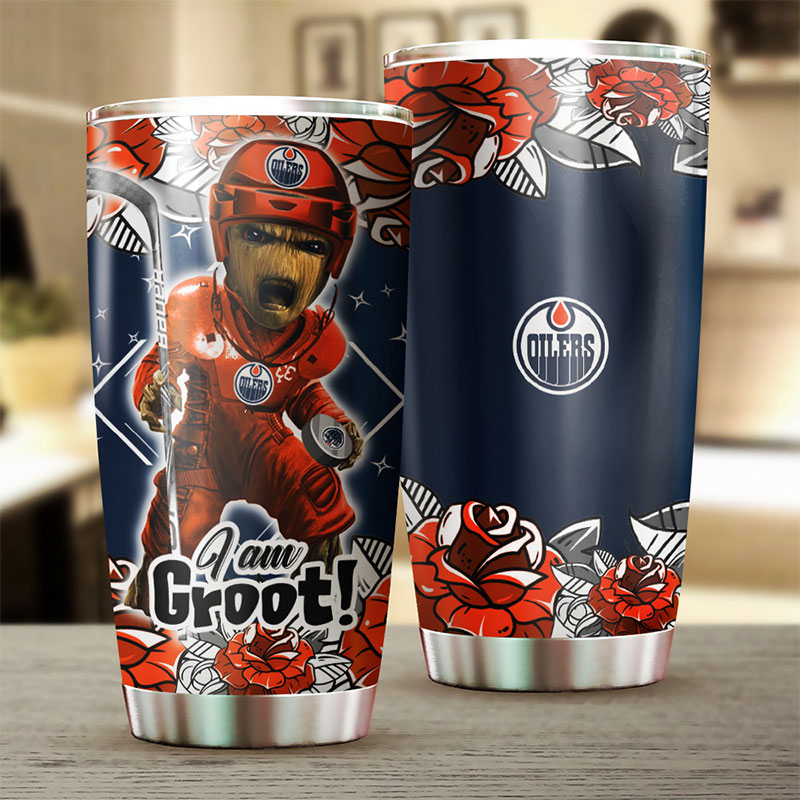 Edmonton Oilers NHL Tumbler: I Am Groot Design Tumbler for NHL Fans, Perfect for Any Occasion - Image 2