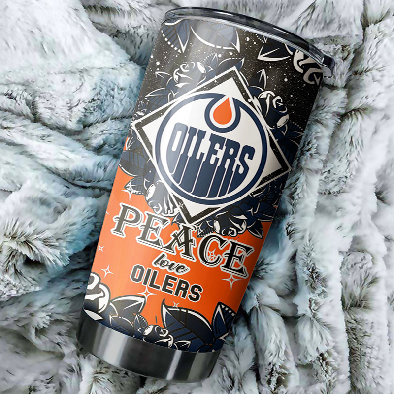 Edmonton Oilers NHL Tumbler: Peace Love Design Tumbler for NHL Fans, Ideal for Any Occasion