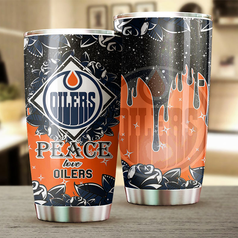 Edmonton Oilers NHL Tumbler: Peace Love Design Tumbler for NHL Fans, Ideal for Any Occasion - Image 2