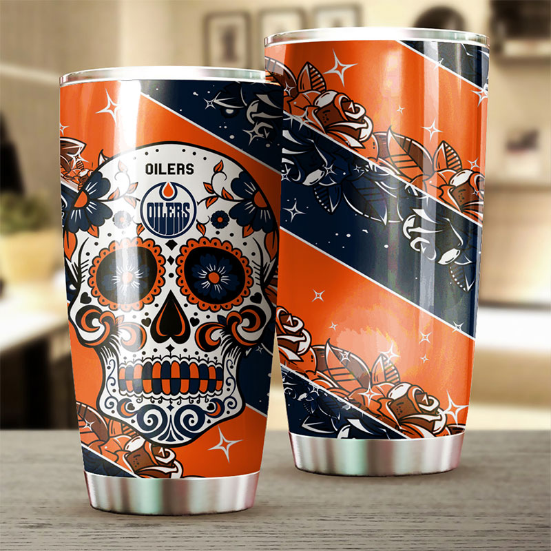 Edmonton Oilers NHL Tumbler - Skull Design Tumbler for NHL Fans