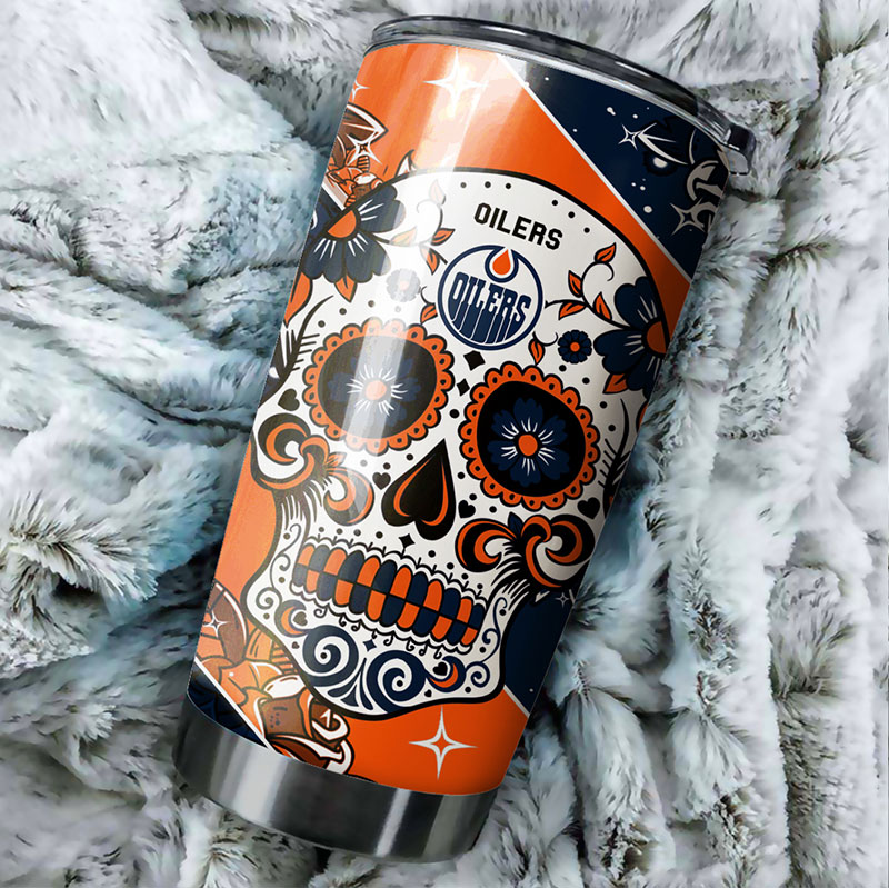 Edmonton Oilers NHL Tumbler - Skull Design Tumbler for NHL Fans - Image 2