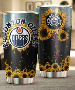 Edmonton Oilers NHL Tumbler with Sunflower Design