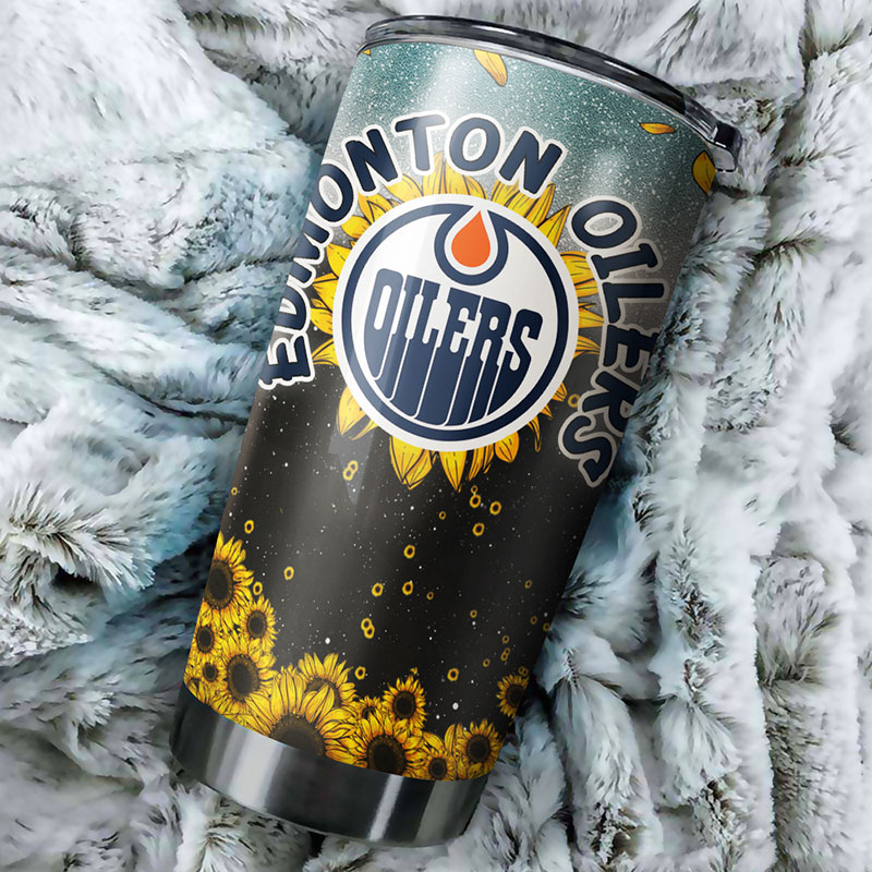 Edmonton Oilers NHL Tumbler with Sunflower Design - Image 2