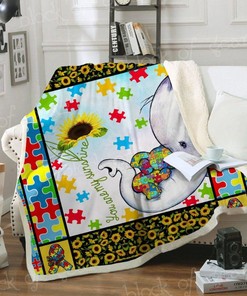 Elephant Autism You Are My Sunshine Quilt Blanket for Families with Special Needs